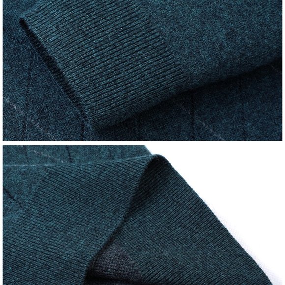 Light Luxury - Men's Plaid Cashmere Sweater - Picture 11 of 13